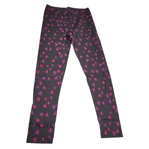 Spotted Zebra Girls Casual Gray Pink Purple Hearts  Leggings Size Large (10)